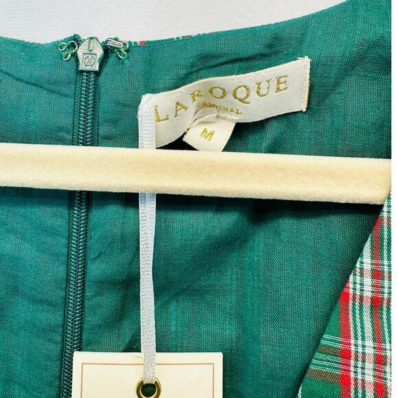 LaRoque Cara Top Peplum Puff Sleeve Blouse in Green Plaid size Medium NEW - Picture 8 of 9